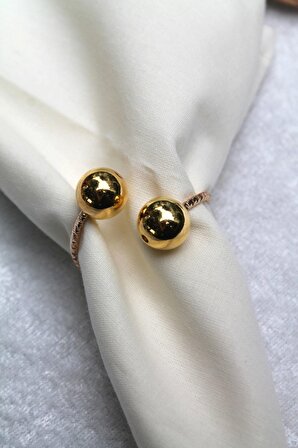 12 Adet Gold Bead Metal Halkalı Peçete Yüzüğüxx