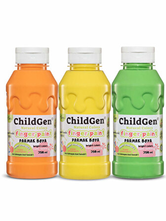 ChildGen Süper Yıkanabilir 3'lü Parmak Boya Pastel Set (3x350ml) (Turuncu-Sarı-Yeşil)
