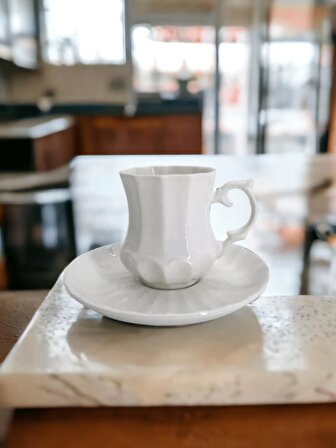 Fün el yapımı porselen ikili kahve fincanı seti iki kişilik