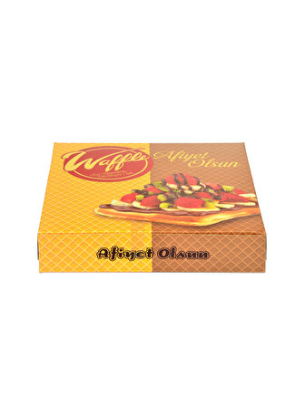 Waffle Kutusu 100'lü Paket | 18x18x4 cm Selefonlu Krome Karton Baskılı Ambalaj