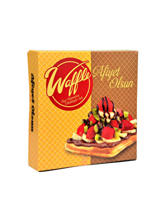 Waffle Kutusu 100'lü Paket | 18x18x4 cm Selefonlu Krome Karton Baskılı Ambalaj
