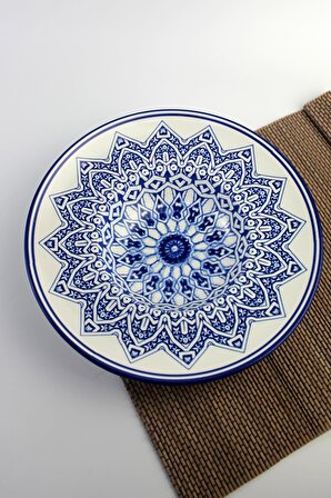 Porselen Makarna Tabağı 27 cm Çukur Tabak Mavi 01m