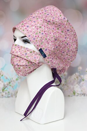 Tesettür Gülkurusu Çıtır Çiçekler Cerrahi Bone Maske Takım Geniş Kesim