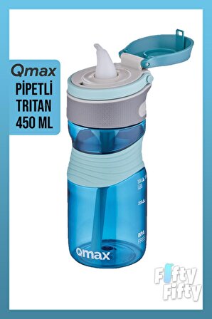 Qmax Pipetli  450ml Tritan Su Matarası 