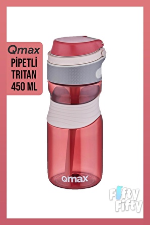 Qmax Pipetli  450ml Tritan Su Matarası 