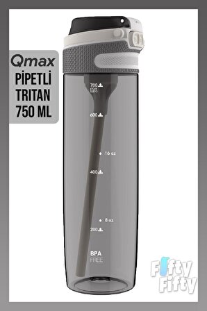 Qmax Pipetli  750 ml Tritan Su Matarası 