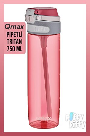 Qmax Pipetli  750 ml Tritan Su Matarası 