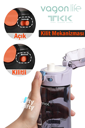 TKK 500 ML Rahat İçim(Pipetsiz) Bpa İçermeyen Taşıma Kulplu Tritan Su Matarası FFTKK1008-500ML