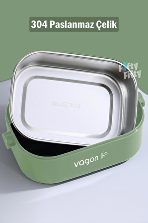 Vagonlife 550 ML Tek Kat Paslanmaz Çelik Bento Lunch Box Yeni Nesil Sefer Tası-Sos Kaseli Model-A51-