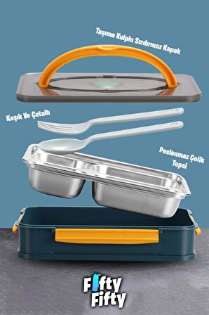 Vagonlife Bento Lunch Box Ofis-Okul İçin Yeni Nesil Tek Kat 4 Bölme Sefer Tası- FFLBOX2201
