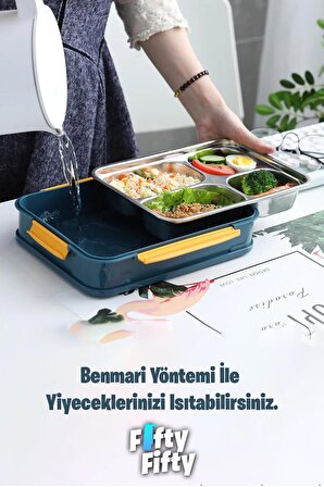 Vagonlife Bento Lunch Box Ofis-Okul İçin Yeni Nesil Tek Kat 4 Bölme Sefer Tası- FFLBOX2201