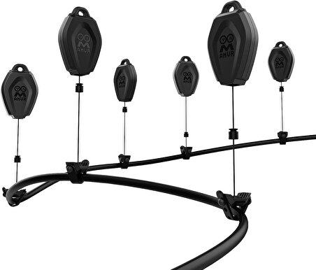 AMVR VR Kablo Yönetim Sistemi, 6 Paket Tavan Makarası Sistemi - Siyah