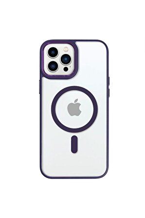iPhone 14 Pro Max Lüks Magsafe Kablosuz Şarj Mıknatıslı Kırmızı Renkli Kılıf