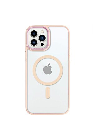 iPhone 14 Pro Lüks Magsafe Kablosuz Şarj Mıknatıslı Lila Renkli Kılıf