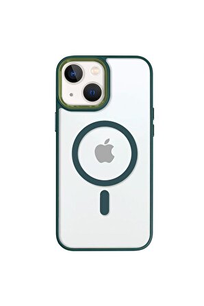 iPhone 14 Plus Lüks Magsafe Kablosuz Şarj Mıknatıslı Lacivert Renkli Kılıf