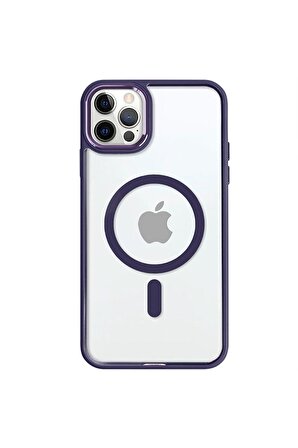 iPhone 12 Pro Lüks Magsafe Kablosuz Şarj Mıknatıslı Mavi Renkli Kılıf