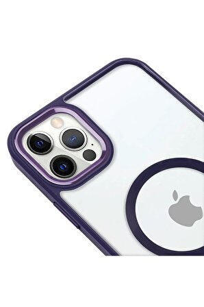 iPhone 12 Pro Lüks Magsafe Kablosuz Şarj Mıknatıslı Mavi Renkli Kılıf