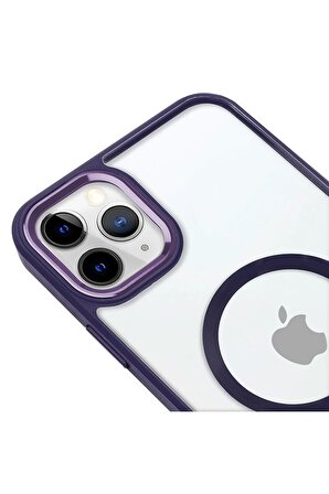 iPhone 11 Pro Max Lüks Magsafe Kablosuz Şarj Mıknatıslı Kırmızı Renkli Kılıf