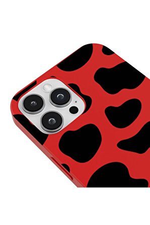 iPhone 12 Pro Silikon Özel Tasarım Dalmaçya Benekli Tasarım Kırmızı Renkli Telefon Kılıfı