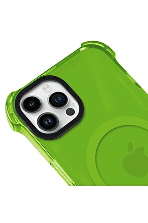 iPhone 12 Pro Max Magsafe Kablosuz Şarj Özellikli Mıknatıslı Transparan Şeffaf Mor Renkli Kılıf