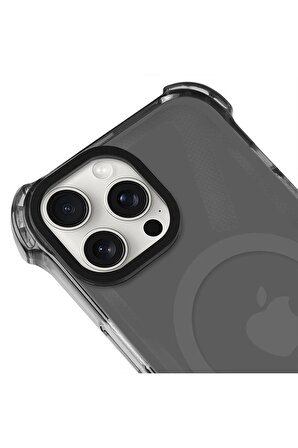 iPhone 13 Pro Max Magsafe Kablosuz Şarj Özellikli Mıknatıslı Transparan Şeffaf Pembe Renkli Kılıf