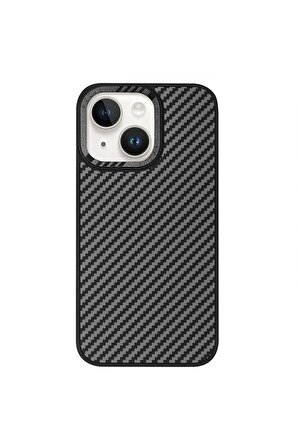 iPhone 14 Magsafe Kablosuz Şarj Özellikli Karbonfiber Siyah Renkli Telefon Kılıfı