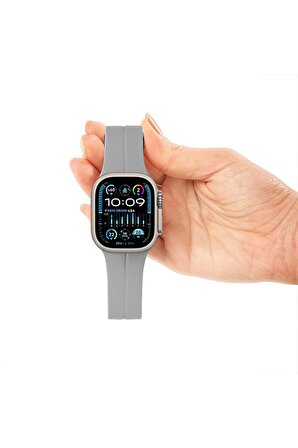 Watch Silikon Mıknatıslı Şık Sade Görünüm 42 44 45 49mm Uyumlu Saat Kordonu Gri