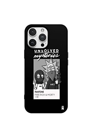iPhone 15 Pro Max Rick And Morty Gizemli Pantone Siyah Renkli Silikon Telefon Kılıfı