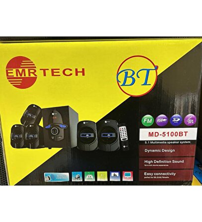 EMRTECH MD-5100BT Bluetoothlu 5+1 Dijital Ekran Radyolu USB Ses Sistemi