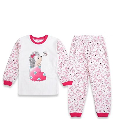 Sevimli Kirpi Desenli Kız Bebek Pijama Takımı