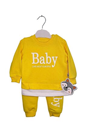 Baskılı Bebek Takımı 2'li Bebek Kıyafeti Erkek & Kız %100 Pamuk