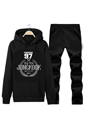 BANGTAN BOYS JUNGKOOK KAPÜŞONLU UNISEX HOODIE DESIGN EŞOFMAN TAKIMI