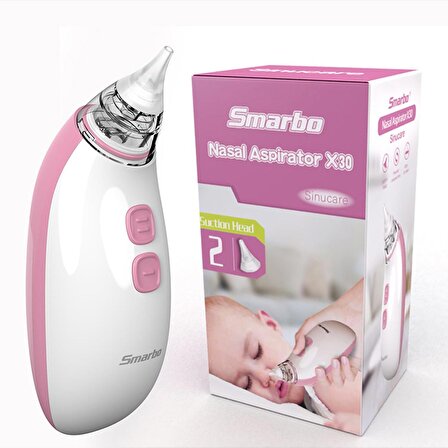 Smarbo X30-P Taşınabilir, Elektrikli, Profesyonel, Ergonomik Bebek Burun Aspiratörü-Pembe 