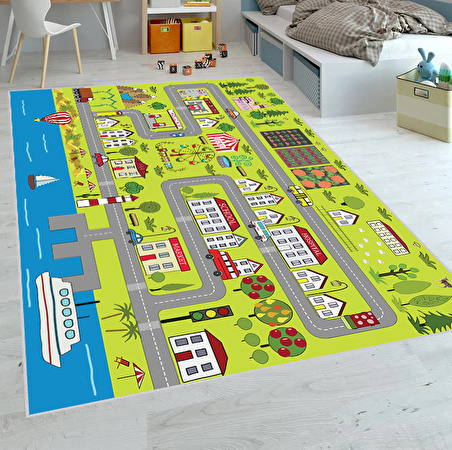 Dijital Baskı Yıkanabilir Kaymaz Taban Çocuk Halısı Ve Yolluk RVG4102-SD630