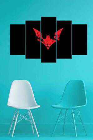 Kırmızı Batman Logosu - 5 Parçalı Kanvas Tablo