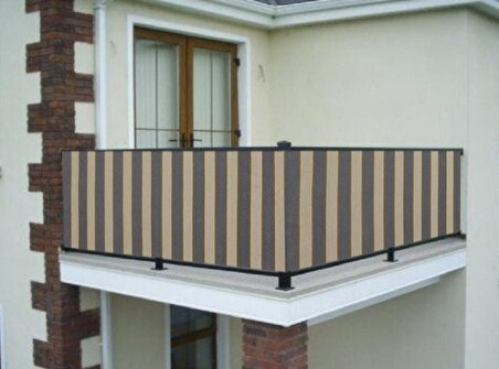 Ceylan Home Balkon Demiri Perdesi Bağcıklı Gri Krem 400x80