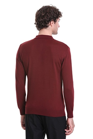 Kiremit Regular Fit Düz Polo Yaka Triko Kazak | 3XL