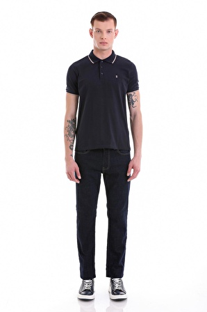 Lacivert Regular Fit Düz 100% Pamuklu Polo Yaka Tişört | XL