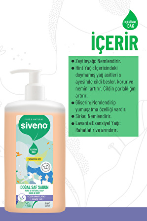 Siveno %100 Doğal Sıvı Kastil Sabun Lavanta Yağlı Yoğun Nemlendirici Arındırıcı Bitkisel Vegan 1000 ml