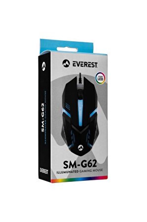 Everest SM-G62 Kablolu Optik Oyuncu Mouse Teşhir