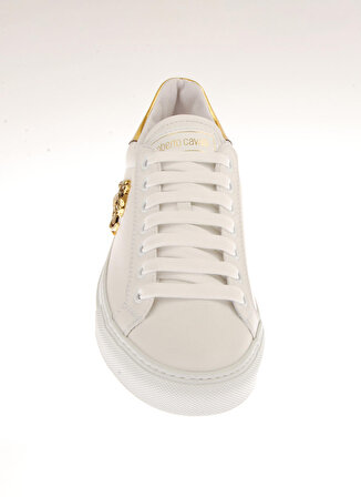 Roberto Cavalli Beyaz - Altın Kadın Deri Sneaker 20607C