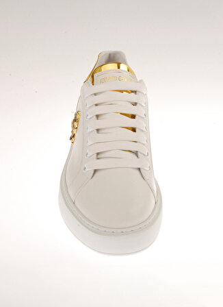 Roberto Cavalli Beyaz - Altın Kadın Deri Sneaker 20611C