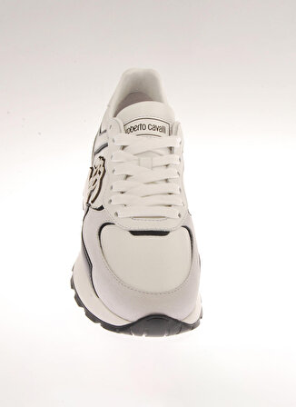Roberto Cavalli Beyaz - Siyah Kadın Deri Sneaker 20620C
