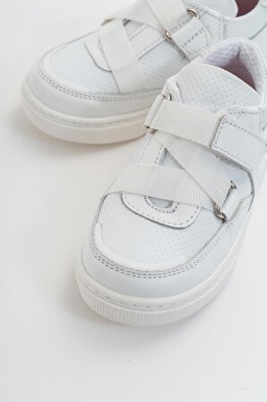 Mnpc Erkek Çocuk Beyaz Deri Ortopedik Destekli Çocuk Sneaker Ayakkabı