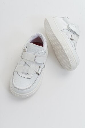 Mnpc Erkek Çocuk Beyaz Deri Ortopedik Destekli Çocuk Sneaker Ayakkabı