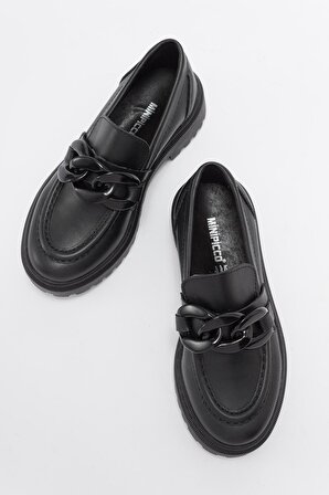 Mnpc Kız Çocuk Siyah Anatomik Loafer Ayakkabı