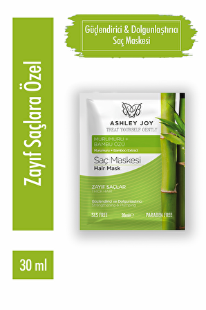 Ashley Joy Bambu Özlü Zayıf Saçlara Özel Güçlendirici ve Dolgunlaştırıcı Saç Bakım Maskesi 30 ML