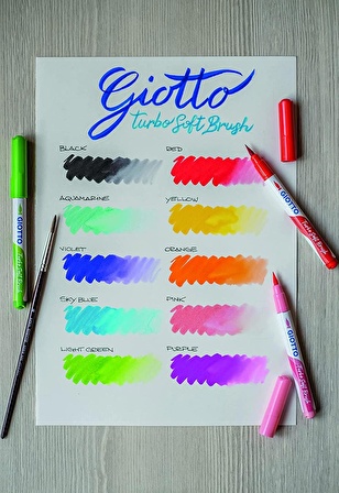 Giotto Turbo Soft Brush Marker Fırça Uçlu Kalem 10 Renk