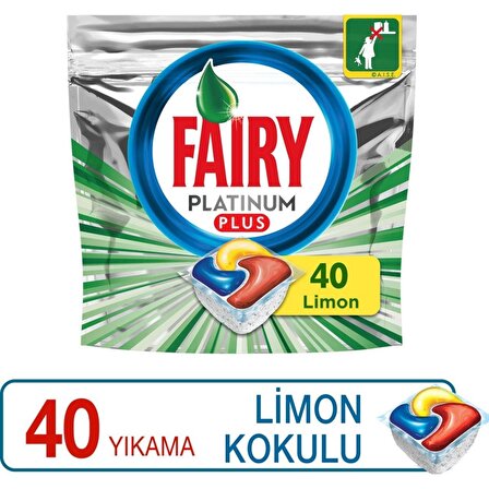 Fairy Platinum Plus Limon Kokulu 40 Yıkama Tablet Bulaşık Makinesi Deterjanı 40 Adet 