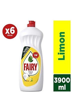 Fairy Limonlu Sıvı Elde Yıkama Deterjanı 6 x 650 ml 